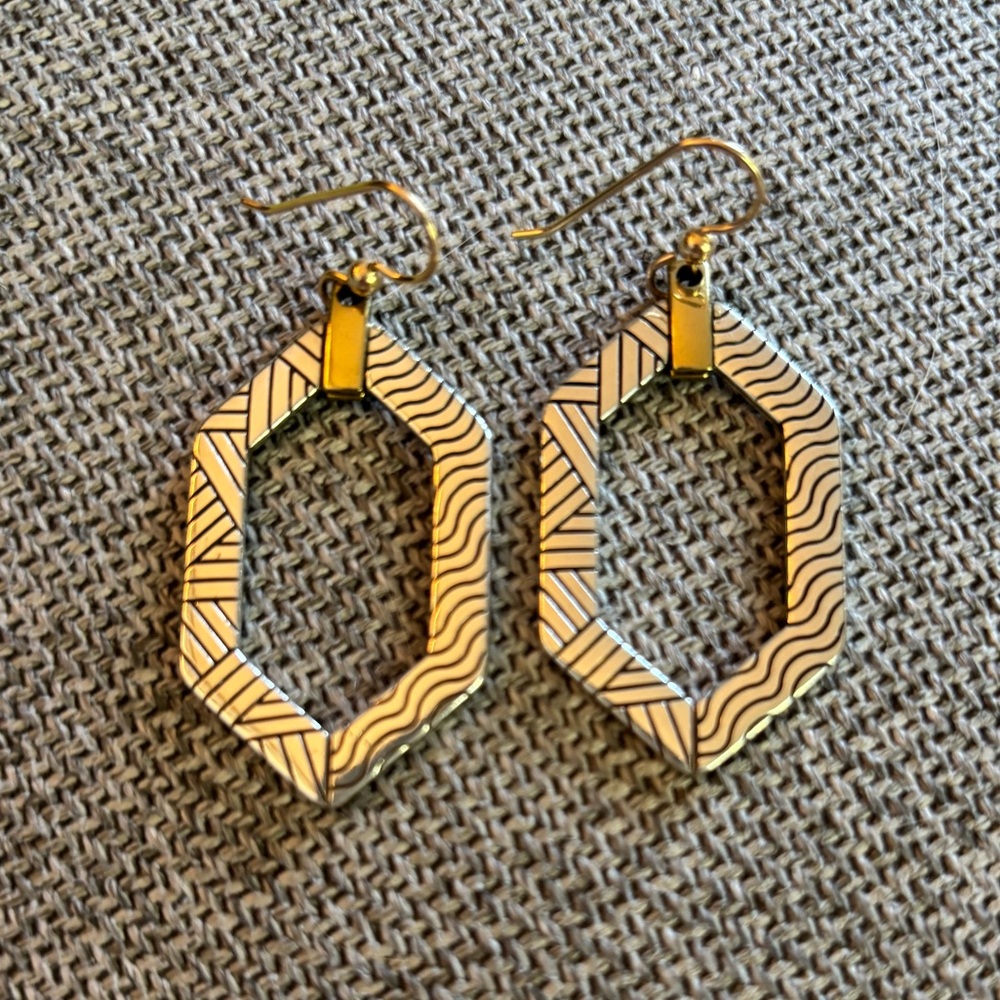 BRIGHTON Geometric Gold and Silver Drop Earrings 💖